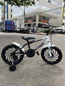 BICICLETA ARO (16) MASCULINA COR PRETO/BRANCO S/MARCHA MARCA VELOOH PERSONALIZADA