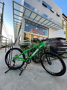 BICICLETA MTB FREERIDE ARO (26) VIKINGX TUFF 25 CAMBIO 7 VELOCIDADES FREIO DISC HIDRÁULICO TRASEIRO VERDE/BRANCO