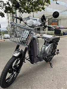 BICICLETA ELÉTRICA E-BIKE 800W PANTANEIRA COR CINZA