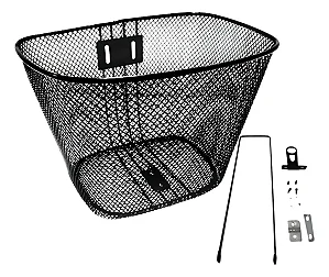 CESTA ARAME PARA ARO 24 AÇO PRETA COM SUPORTE E COM HASTE