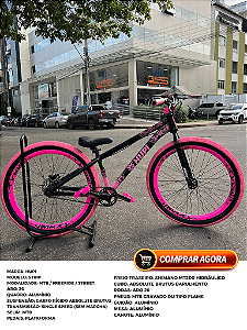 BICICLETA MTB FREERIDE ARO (26) HUPI STRIP KIT SINGLE (SEM MARCHA) FREIO DISC TRASEIRO SHIMANO MT200 COR PRETO/ROSA
