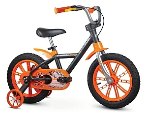BICICLETA ARO (14) MASCULINA COR PREO/LARANJA S/MARCHA MARCA NATHOR FIRST PRO