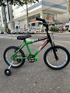 BICICLETA ARO (16) MASCULINA MILANO ZUMMI FREIOS V-BRAKE COR VERDE/PRETO (USADA)