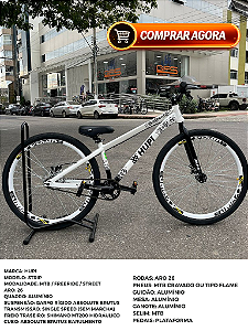 BICICLETA MTB FREERIDE ARO (26) HUPI STRIP KIT SINGLE (SEM MARCHA) FREIO DISC TRASEIRO SHIMANO MT200 COR BRANCO/PRETO
