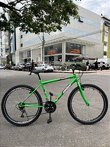 BICICLETA ARO (26) MASCULINA SPIRIT MAX 18 VELOCIDADES FREIOS V-BRAKE COR VERDE (USADA)