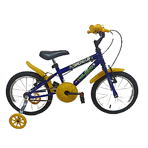 BICICLETA ARO (16) MASCULINA COR AZUL/AMARELO S/MARCHA MARCA MILANO GROW UP