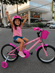BICICLETA ARO (16) FEMININA COR ROSA CLARO/PINK S/MARCHA V-BRAKE MARCA MILANO GROW UP