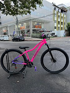 BICICLETA MTB ARO (29) ABSOLUTE HERA 21 VELOCIDADES FREIO A DISCO MECÂNICO TAMANHO 15 (P) COR ROSA/ROXO