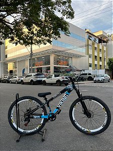 BICICLETA MTB FREERIDE ARO (26) VIKINGX TUFF-25 KIT 7 VELOCIDADES (1X7) FREIO A DISCO MECÂNICO COR PRETO/AZUL/BRANCO