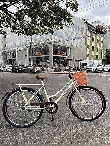 BICICLETA ARO (26) FEMININA COR BEGE/MARRON S/MARCHA FREIO V/BRAKE (A MÃO) E FREIO CONTRA/PEDAL MARCA ATTACK TROPYMAX