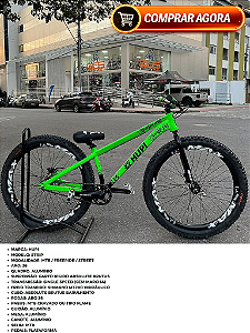 BICICLETA MTB FREERIDE ARO (26) HUPI STRIP KIT SINGLE (SEM MARCHA) FREIO DISC TRASEIRO SHIMANO MT200 COR VERDE/PRETO