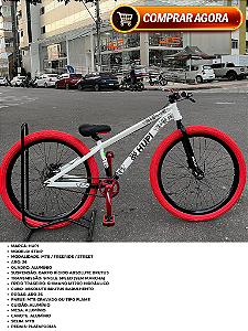 BICICLETA MTB FREERIDE ARO (26) HUPI STRIP KIT SINGLE (SEM MARCHA) FREIO DISC TRASEIRO SHIMANO MT200 COR BRANCO/VERMELHO