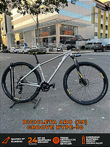 BICICLETA MTB ARO (29) GROOVE HYPE-50 24 VELOVIDADES (3X8) FREIO DISC HIDRAULICO TAMANHO 17 (M) COR PRATA/PRETO