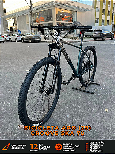 BICICLETA MTB ARO (29) GROOVE SKA 70 12 VELOVIDADES (1X12) FREIO DISC HIDRAULICO TAMANHO 17 (M) COR DOURADO/VERDE