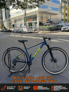 BICICLETA MTB ARO (29) CALOI EXPLORER PRO MY 26 SHIMANO DEORE 12VELOCIDADES FREIO DISC HIDRÁULICO TAMANHO 17 (M) AZUL