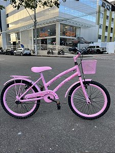 BICICLETA ARO (20) FEMININA COLLI CELINA SEM MARCHA FREIO V-BRAKE COM CESTA ROSA