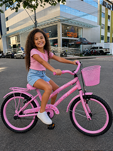 BICICLETA ARO (20) FEMININA COLLI CELINA SEM MARCHA FREIO V-BRAKE COM CESTA ROSA