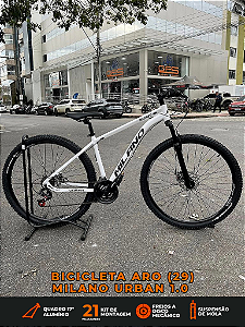 BICICLETA MTB ARO (29) MILANO URBAN 1.0 KIT 21 VELOCIDADES (3X7) FREIO A DISCO MECÂNICO TAMANHO 17 (M) COR BRANCA
