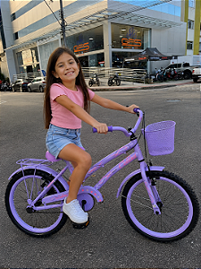 BICICLETA ARO (20) FEMININA COLLI CELINA SEM MARCHA FREIO V-BRAKE COM CESTA LILAS