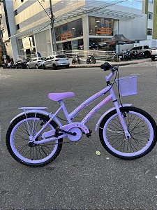 BICICLETA ARO (20) FEMININA COLLI CELINA SEM MARCHA  FREIO V-BRAKE COM CESTA LILAS