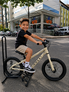 BICICLETA ARO (16) MTB MASCULINA/FEMININA COLLI AIRON SEM MARCHA FREIO A DISCO MECÂNICO COR BEGE RETRO