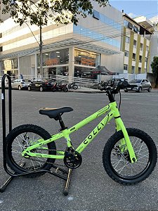 BICICLETA ARO (16) MTB MASCULINA/FEMININA COLLI AIRON SEM MARCHA FREIO A DISCO MECÂNICO COR AMARELO NEON