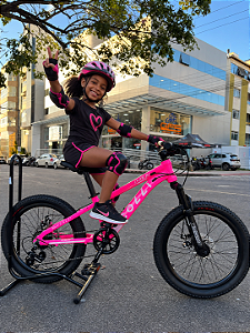 BICICLETA ARO (20) MTB COLLI DUBLIN ALUMINIO 7 VELOCIDADES (1X7) FREIO A DISCO MECÂNICO COR ROSA NEON