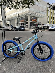 BICICLETA ARO (20) MTB COLLI GRAUZINHA 7 VELOCIDADES (1X7) FREIO A DISCO MECÂNICO COR CHAMPANHE PNEU AZUL
