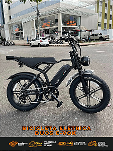 BICICLETA ELETRICA DUOS E-VOK PRETA 1000W FAT BIKE BATERIA LITIO