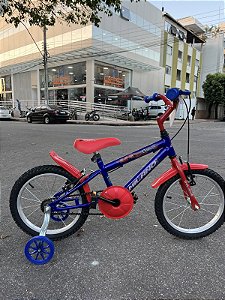 BICICLETA ARO (16) MASCULINA COR PRETO/AMARELO S/MARCHA V-BRAKE MARCA MILANO CARTOON SPIDER