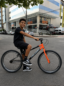 BICICLETA ARO (24) MASCULINA COR PRETO/LARANJA S/MARCHA FREIO V-BRAKE MARCA VELOOH