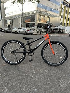 BICICLETA ARO (24) MASCULINA COR PRETO/LARANJA S/MARCHA FREIO V-BRAKE MARCA VELOOH