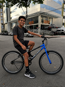 BICICLETA ARO (24) MASCULINA COR PRETO/AZUL S/MARCHA FREIO V-BRAKE MARCA VELOOH