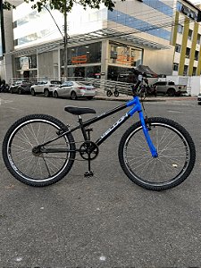 BICICLETA ARO (24) MASCULINA COR PRETO/AZUL S/MARCHA FREIO V-BRAKE MARCA VELOOH