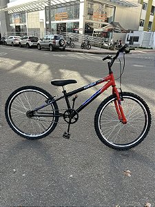 BICICLETA ARO (24) MASCULINA COR PRETO/VERMELHO S/MARCHA FREIO V-BRAKE MARCA VELOOH