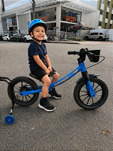 BICICLETA ARO (12) MASCULINA BALANCE (EQUILIBRIO) BIKE DINO AZUL/AMARELA