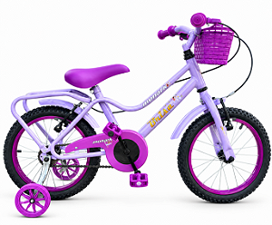 BICICLETA ARO (16) FEMININA COR VIOLETA S/MARCHA COM CESTA MARCA MONARK BRISA
