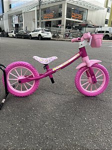 BICICLETA ARO (12) FEMININA BALANCE (EQUILIBRIO) SEM FREIO BIKE FLOWER ROSA