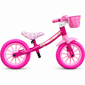 BICICLETA ARO (12) FEMININA BALANCE (EQUILIBRIO) SEM FREIO BIKE FLOWER ROSA