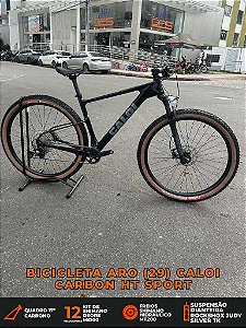 BICICLETA MTB ARO (29) CALOI CARBON HT SPORT SHIMANO DEORE 12V FREIO DISC HIDRÁULICO QUADRO 19 (G) COR PRETO