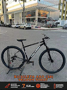 BICICLETA MTB ARO (29) VELOOH START 7 VELOCIDADES FREIO A DISCO MECÂNICO TAMANHO 19 (G) COR PRETO