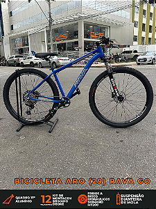 BICICLETA ARO (29) RAVA GO  KIT 12 VELOCIDADES DEORE (1X12) FREIO DISC HIDRAULICO SHIMANO MT200 TAMANHO 17 (M) AZUL