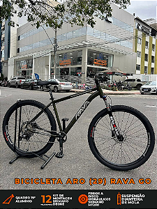 BICICLETA ARO (29) RAVA GO KIT 12 VELOCIDADES DEORE (1X12) FREIO DISC HIDRAULICO SHIMANO MT200 TAMANHO 19 (G) VERDE