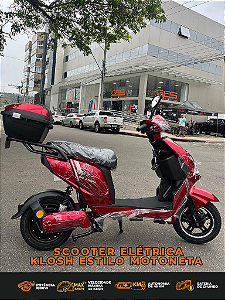 SCOOTER ELÉTRICA KLOSH ESTILO MOTONETA 1000W AUTOPROPELIDO VERMELHO