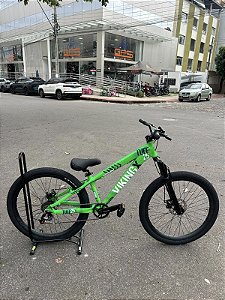 BICICLETA MTB FREERIDE ARO (26) VIKINGX TUFF-25 KIT 7 VELOCIDADES (1X7) FREIO A DISCO MECÂNICO COR VERDE