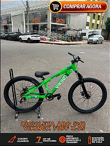BICICLETA MTB FREERIDE ARO (26) VIKINGX TUFF-25 KIT 7 VELOCIDADES (1X7) FREIO A DISCO MECÂNICO COR VERDE
