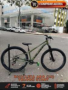 BICICLETA MTB ARO (29) VELOOH START 7 VELOCIDADES FREIO A DISCO MECÂNICO TAMANHO 13 (PP) COR VERDE MILITAR
