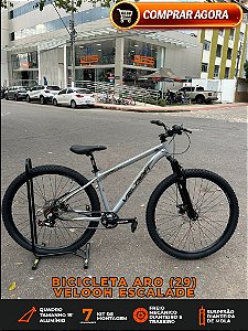 BICICLETA MTB ARO (29) VELOOH ESCALADE 7 VELOCIDADES (1X7) FREIO A DISCO MECÂNICO TAMANHO 15 (P) COR PRATA