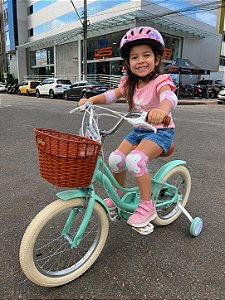BICILETA ARO (16) FEMININA SWEET VINTAGE COR VERDE MENTA FREIO V-BRAKE DIANTEIRO E TAMBOR TRASEIRO SEM MARCHA UNITOYS