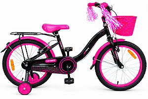 BICILETA ARO (20) FEMININA GIRL POWER COR PRETO/ROSA FREIO V-BRAKE SEM MARCHA COM CESTINHA UNITOYS